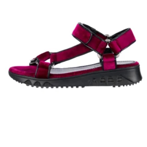 Sandro Paris | Fuchsia Velvet Sandals - Picture 3 of 7